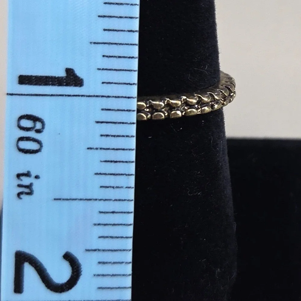 Antique Gold Tone Textured Eternity Band Ring‎ Size 8 Minimalist Stacking Ring